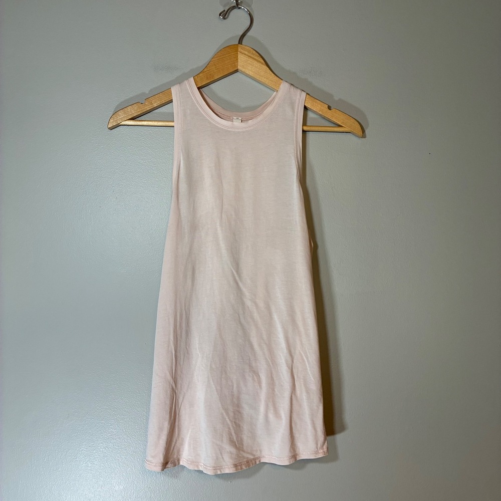 Lululemon Its A Tie Tank Light Pink Pima Cotton Open Back Activewear Top Size 4